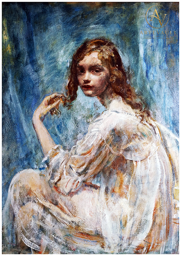 Classical oil painting, digitally restored artwork reproduction in high resolution