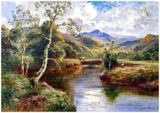 English mountain river landscape painting by Ernest Walbourn