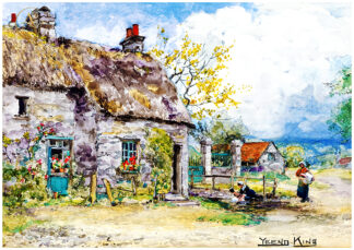 English village landscape painting by Henry Yeend King
