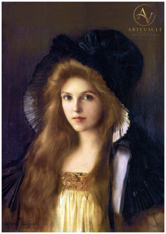 Beautiful portrait of a young woman, painted by Albert Lynch