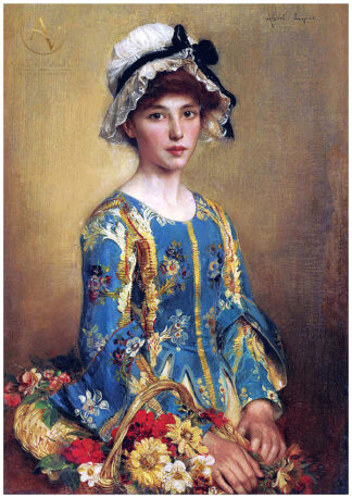 Portrait of a flower girl, painted by Albert Lynch